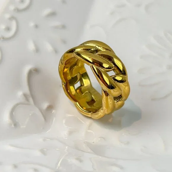 Gold Thick Chunky Statement Ring For Women - Picture 2 of 9